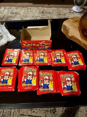 1999 Topps Merlin Pokemon Box, 100 Sticker Packs, 600 Stickers Total Vintage